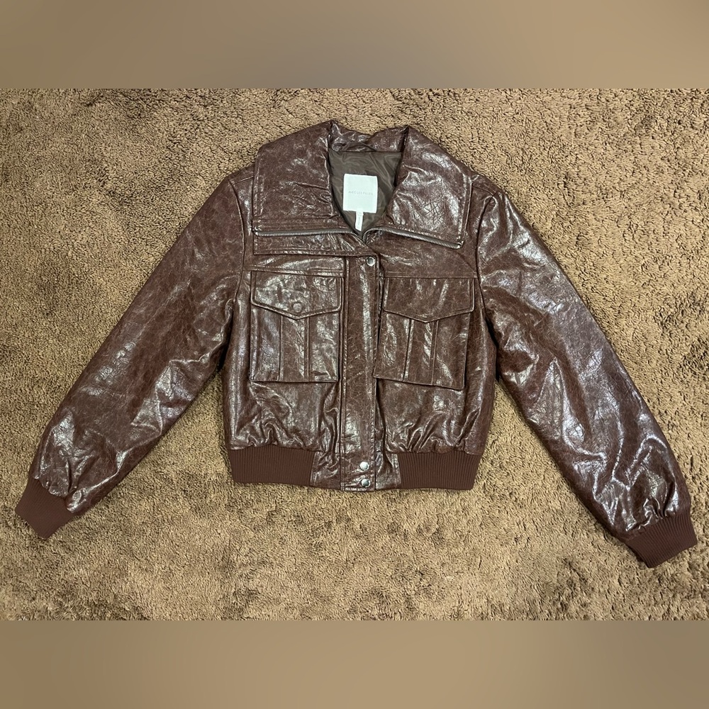 Avec Les Filles Chocolate Vegan Leather Bomber Jacket
